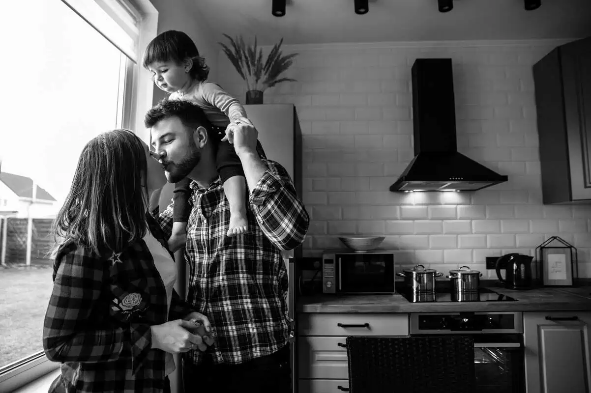 couple in new kitchen 
